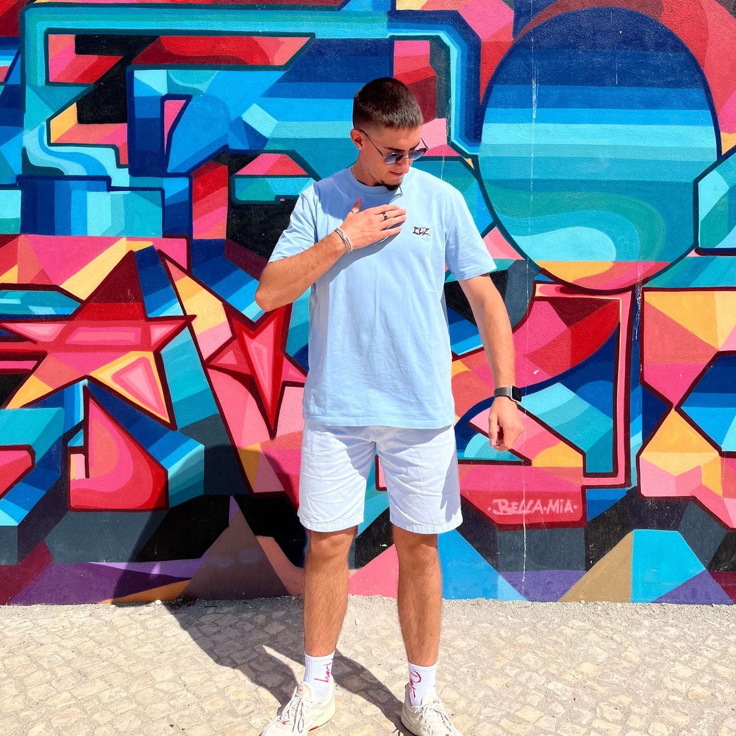 Daniel Flower Tee Blue pastelo